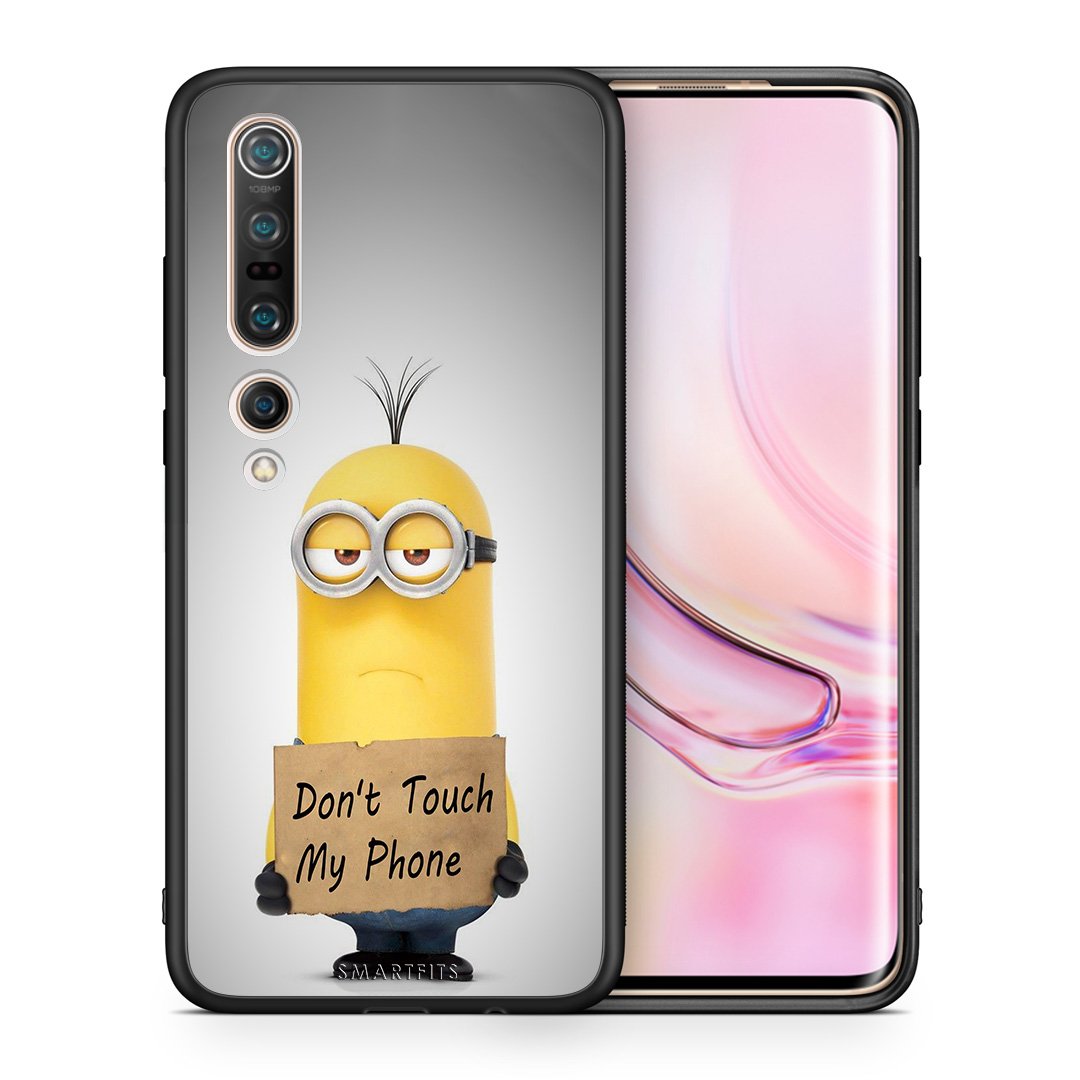 Θήκη Xiaomi Mi 10 Minion Text από τη Smartfits με σχέδιο στο πίσω μέρος και μαύρο περίβλημα | Xiaomi Mi 10 Minion Text case with colorful back and black bezels