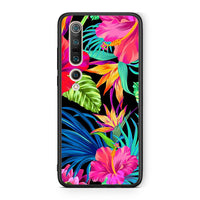 Thumbnail for Xiaomi Mi 10 Tropical Flowers θήκη από τη Smartfits με σχέδιο στο πίσω μέρος και μαύρο περίβλημα | Smartphone case with colorful back and black bezels by Smartfits