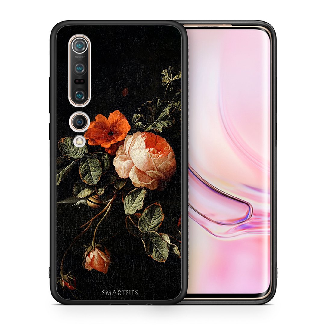 Θήκη Xiaomi Mi 10 Vintage Roses από τη Smartfits με σχέδιο στο πίσω μέρος και μαύρο περίβλημα | Xiaomi Mi 10 Vintage Roses case with colorful back and black bezels
