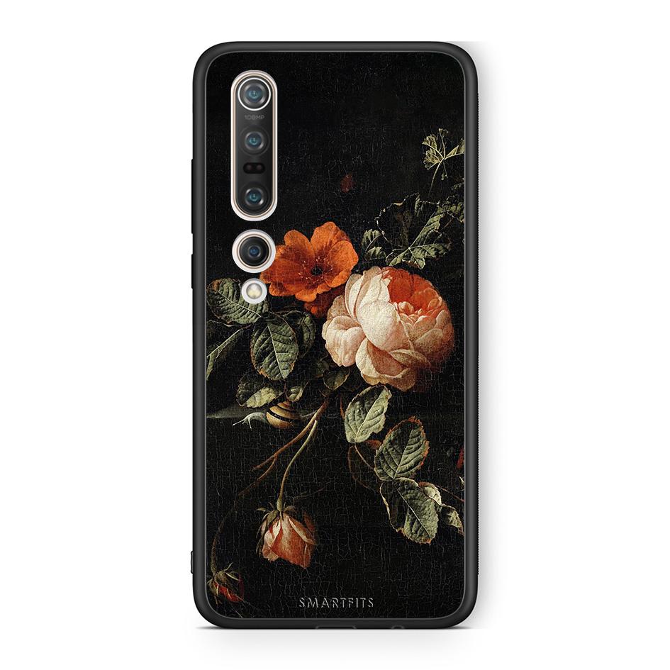 Xiaomi Mi 10 Vintage Roses θήκη από τη Smartfits με σχέδιο στο πίσω μέρος και μαύρο περίβλημα | Smartphone case with colorful back and black bezels by Smartfits
