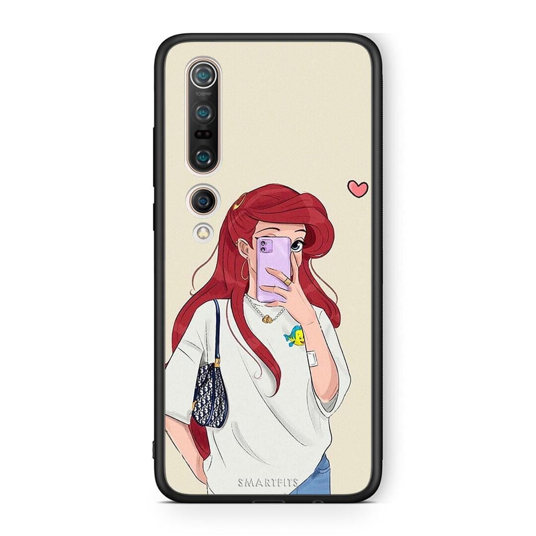 Xiaomi Mi 10 Walking Mermaid Θήκη από τη Smartfits με σχέδιο στο πίσω μέρος και μαύρο περίβλημα | Smartphone case with colorful back and black bezels by Smartfits