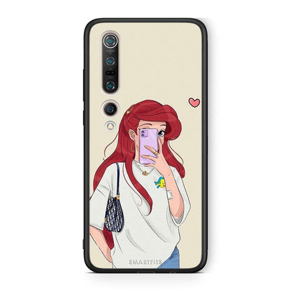 Xiaomi Mi 10 Walking Mermaid Θήκη από τη Smartfits με σχέδιο στο πίσω μέρος και μαύρο περίβλημα | Smartphone case with colorful back and black bezels by Smartfits