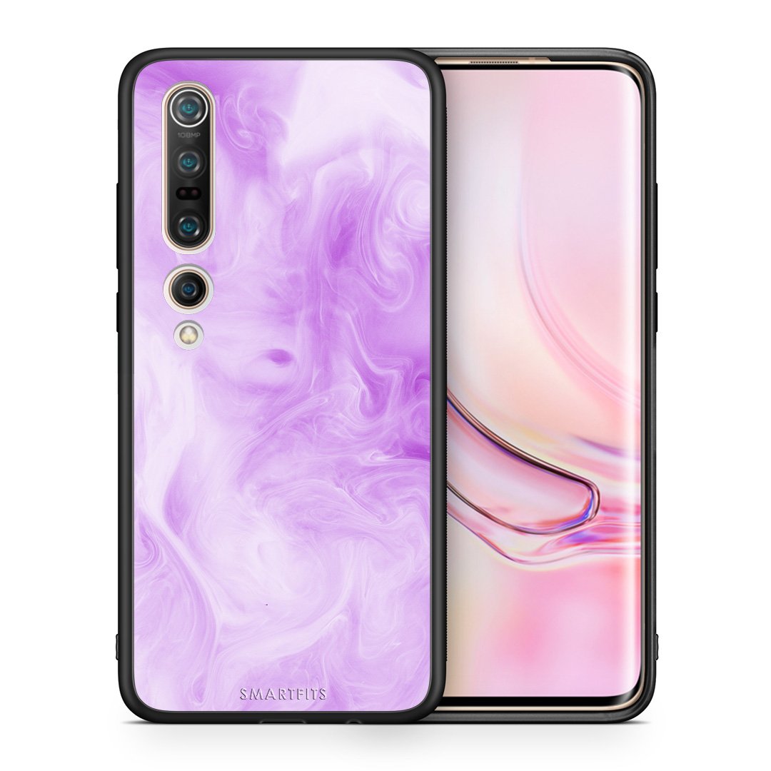 Θήκη Xiaomi Mi 10 Lavender Watercolor από τη Smartfits με σχέδιο στο πίσω μέρος και μαύρο περίβλημα | Xiaomi Mi 10 Lavender Watercolor case with colorful back and black bezels