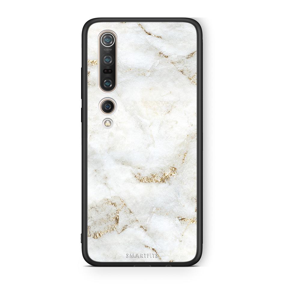 Xiaomi Mi 10 White Gold Marble θήκη από τη Smartfits με σχέδιο στο πίσω μέρος και μαύρο περίβλημα | Smartphone case with colorful back and black bezels by Smartfits