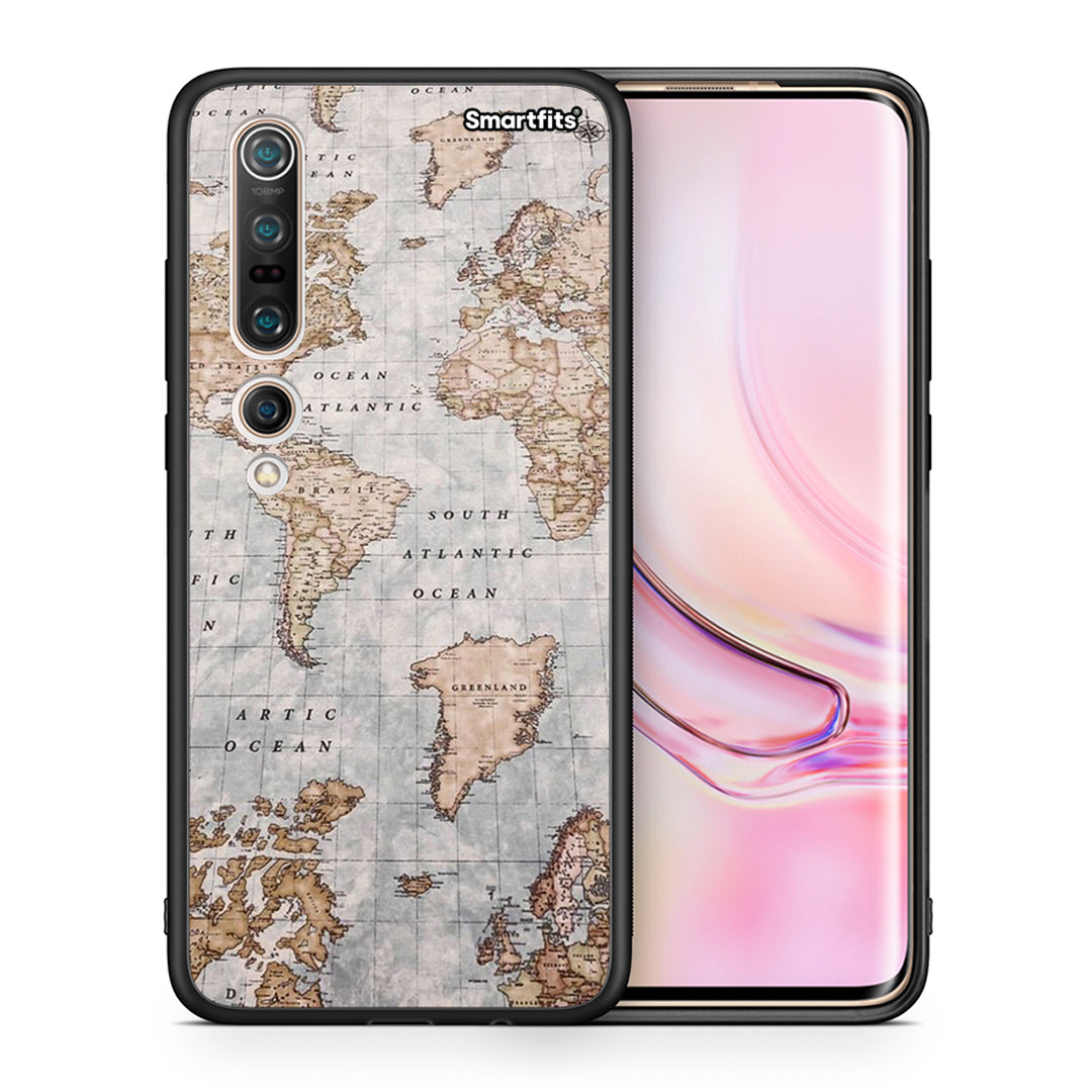 Θήκη Xiaomi Mi 10 Pro World Map από τη Smartfits με σχέδιο στο πίσω μέρος και μαύρο περίβλημα | Xiaomi Mi 10 Pro World Map case with colorful back and black bezels