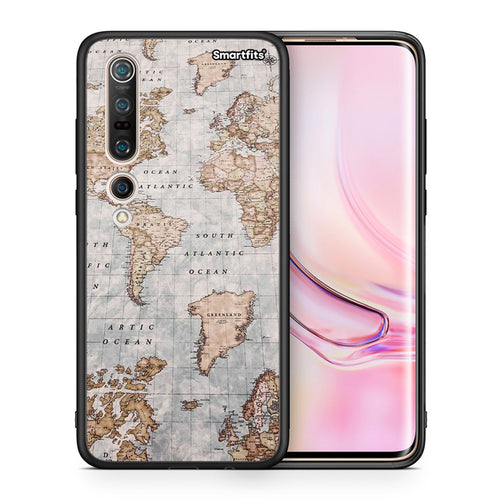 Θήκη Xiaomi Mi 10 Pro World Map από τη Smartfits με σχέδιο στο πίσω μέρος και μαύρο περίβλημα | Xiaomi Mi 10 Pro World Map case with colorful back and black bezels