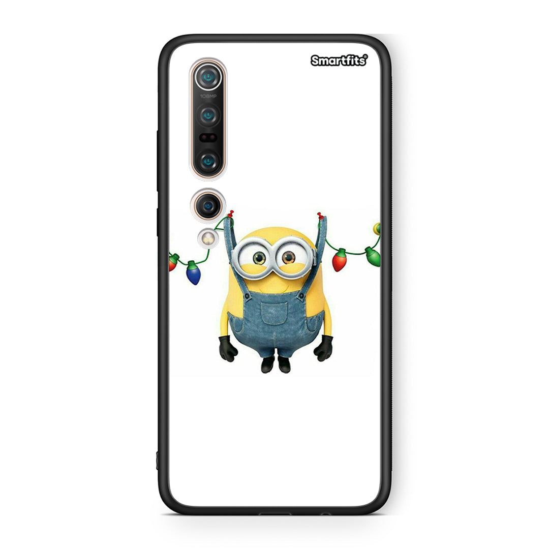 Xiaomi Mi 10 Pro Xmas Minion Lights θήκη από τη Smartfits με σχέδιο στο πίσω μέρος και μαύρο περίβλημα | Smartphone case with colorful back and black bezels by Smartfits