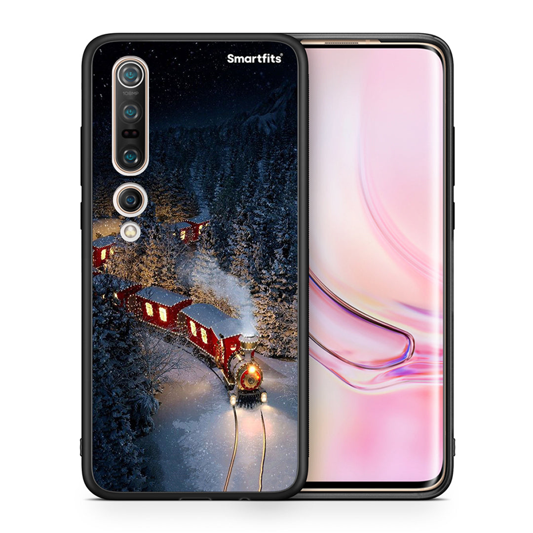 Θήκη Xiaomi Mi 10 Xmas Train από τη Smartfits με σχέδιο στο πίσω μέρος και μαύρο περίβλημα | Xiaomi Mi 10 Xmas Train case with colorful back and black bezels