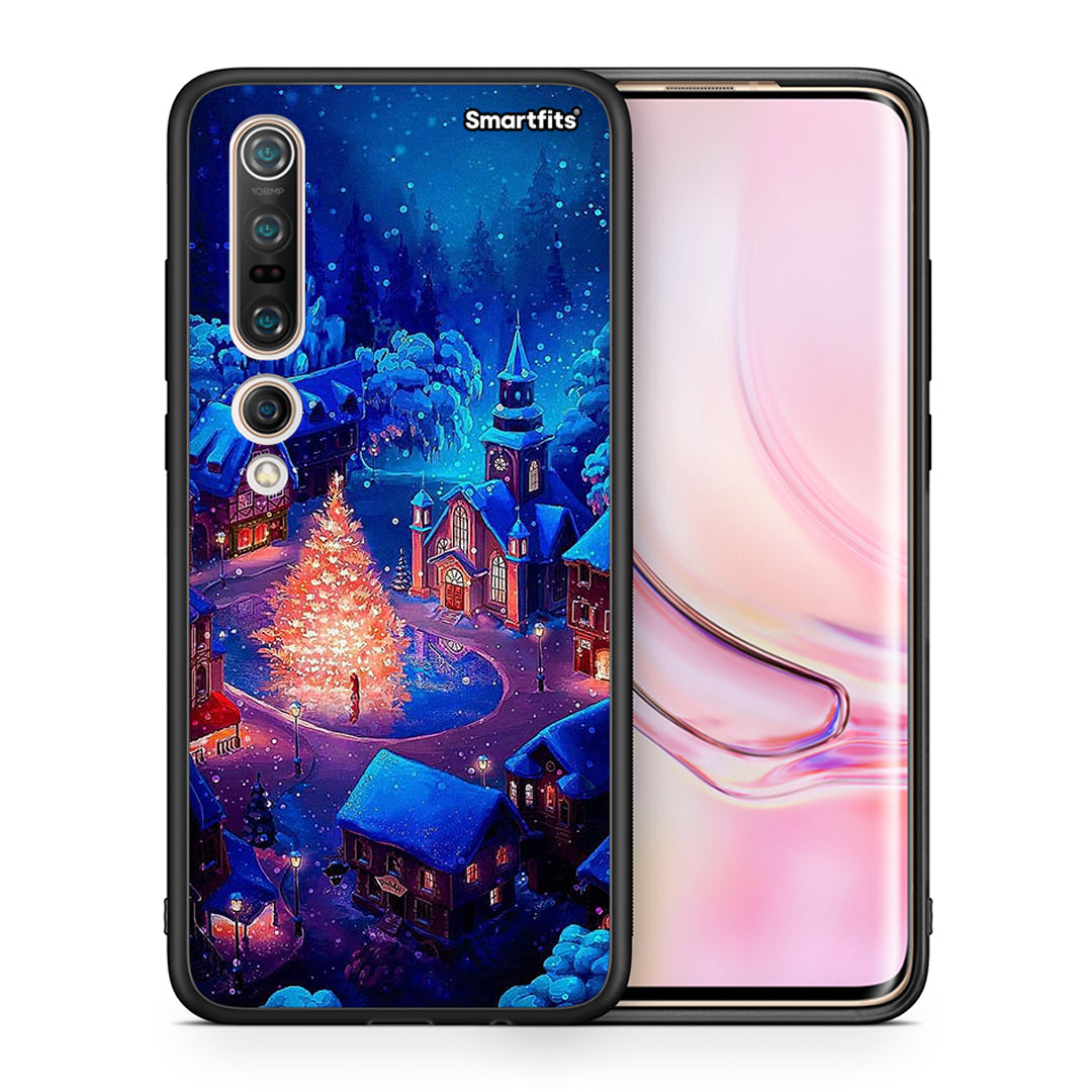 Θήκη Xiaomi Mi 10 Pro Xmas Village από τη Smartfits με σχέδιο στο πίσω μέρος και μαύρο περίβλημα | Xiaomi Mi 10 Pro Xmas Village case with colorful back and black bezels
