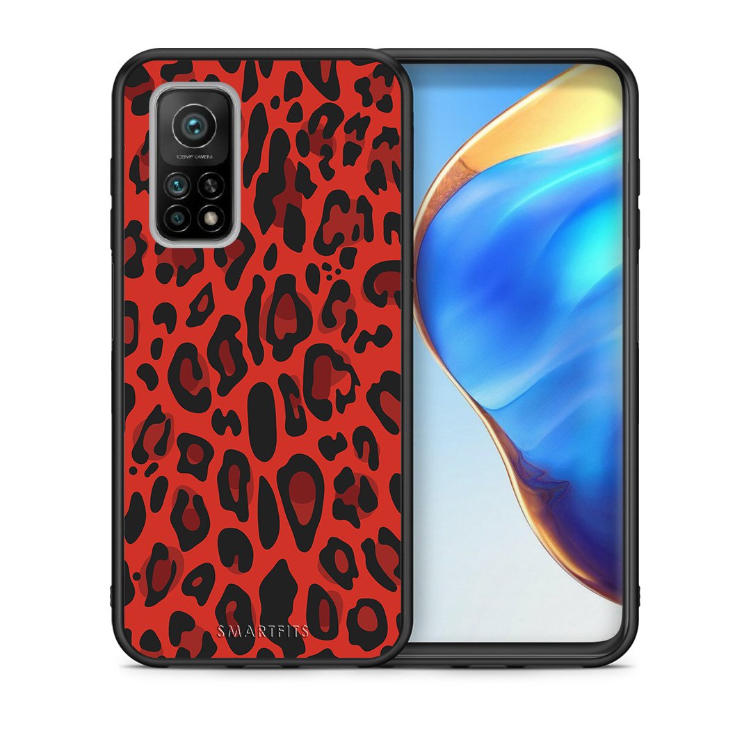 Θήκη Xiaomi Mi 10T/10T Pro Red Leopard Animal από τη Smartfits με σχέδιο στο πίσω μέρος και μαύρο περίβλημα | Xiaomi Mi 10T/10T Pro Red Leopard Animal case with colorful back and black bezels