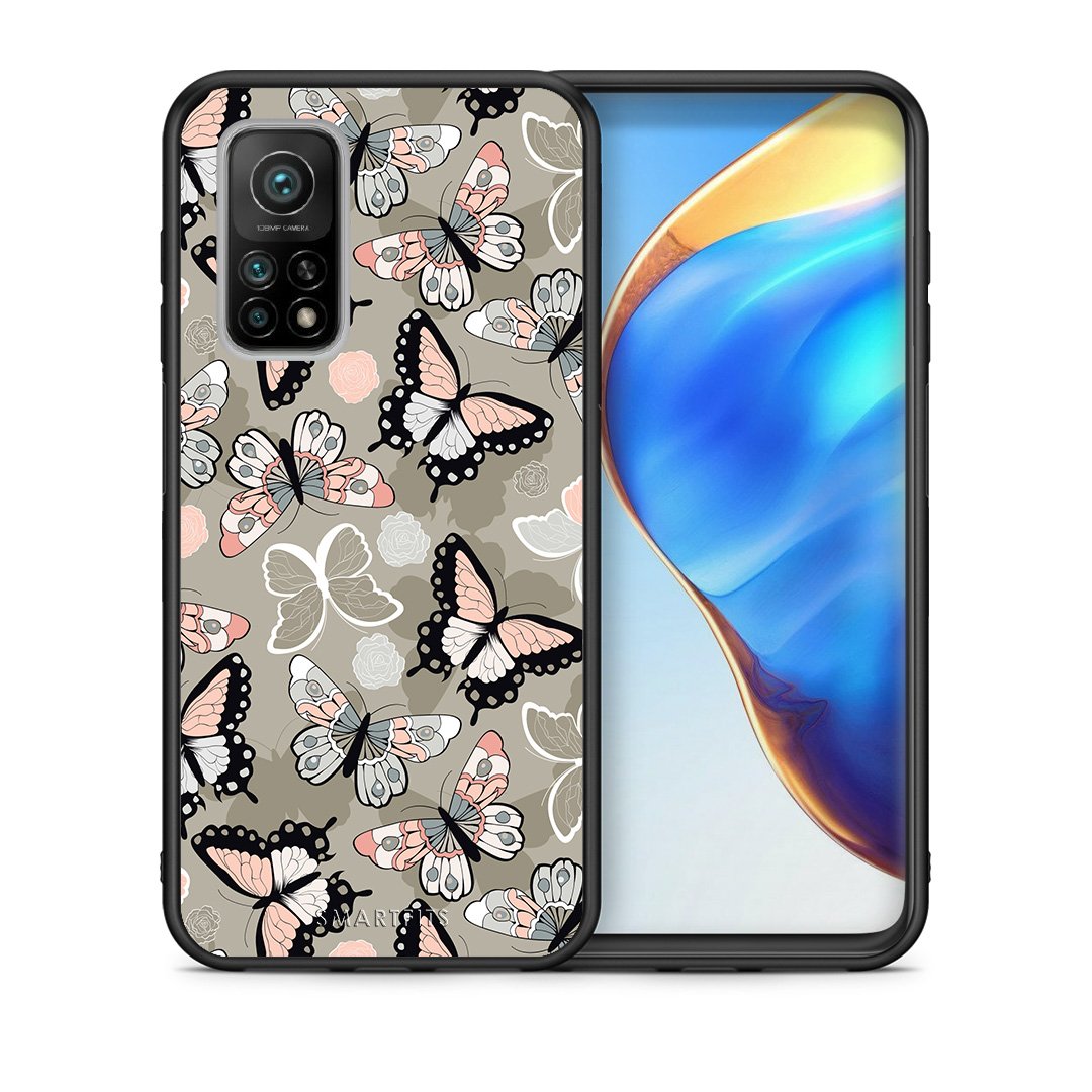 Θήκη Xiaomi Mi 10T/10T Pro Butterflies Boho από τη Smartfits με σχέδιο στο πίσω μέρος και μαύρο περίβλημα | Xiaomi Mi 10T/10T Pro Butterflies Boho case with colorful back and black bezels