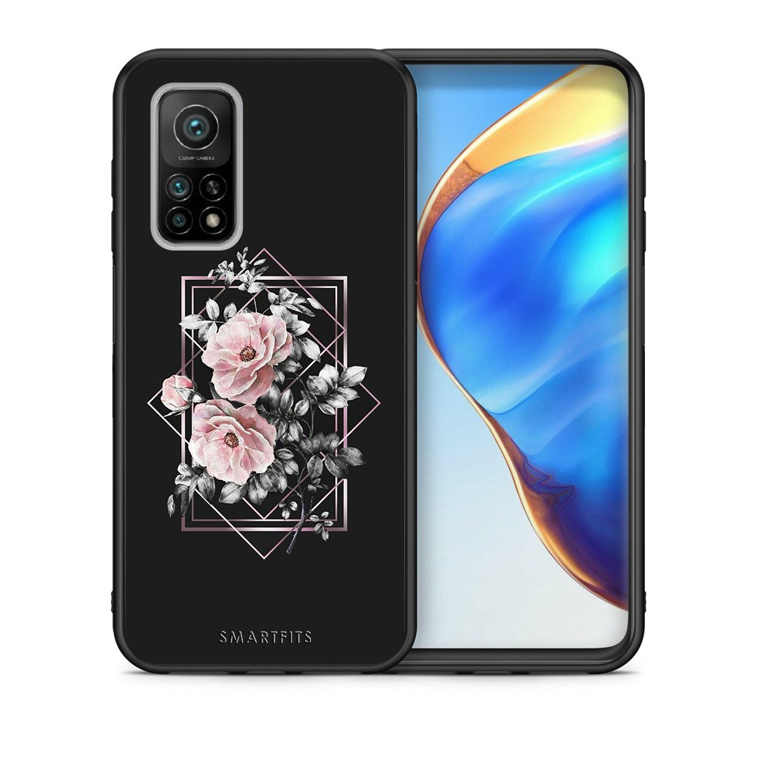 Θήκη Xiaomi Mi 10T/10T Pro Frame Flower από τη Smartfits με σχέδιο στο πίσω μέρος και μαύρο περίβλημα | Xiaomi Mi 10T/10T Pro Frame Flower case with colorful back and black bezels