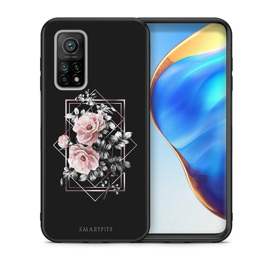 Θήκη Xiaomi Mi 10T/10T Pro Frame Flower από τη Smartfits με σχέδιο στο πίσω μέρος και μαύρο περίβλημα | Xiaomi Mi 10T/10T Pro Frame Flower case with colorful back and black bezels