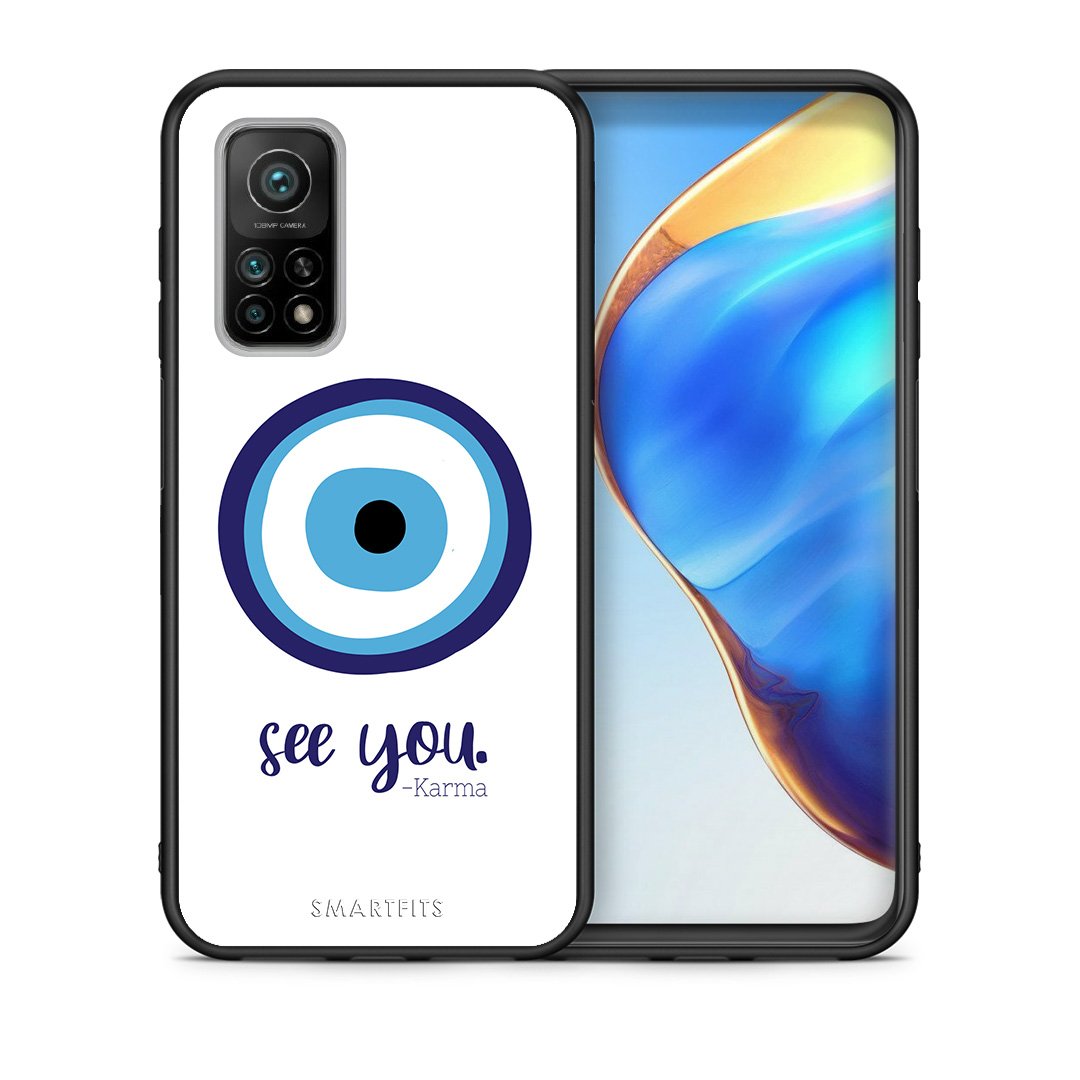 Θήκη Xiaomi Mi 10T/10T Pro Karma Says από τη Smartfits με σχέδιο στο πίσω μέρος και μαύρο περίβλημα | Xiaomi Mi 10T/10T Pro Karma Says case with colorful back and black bezels