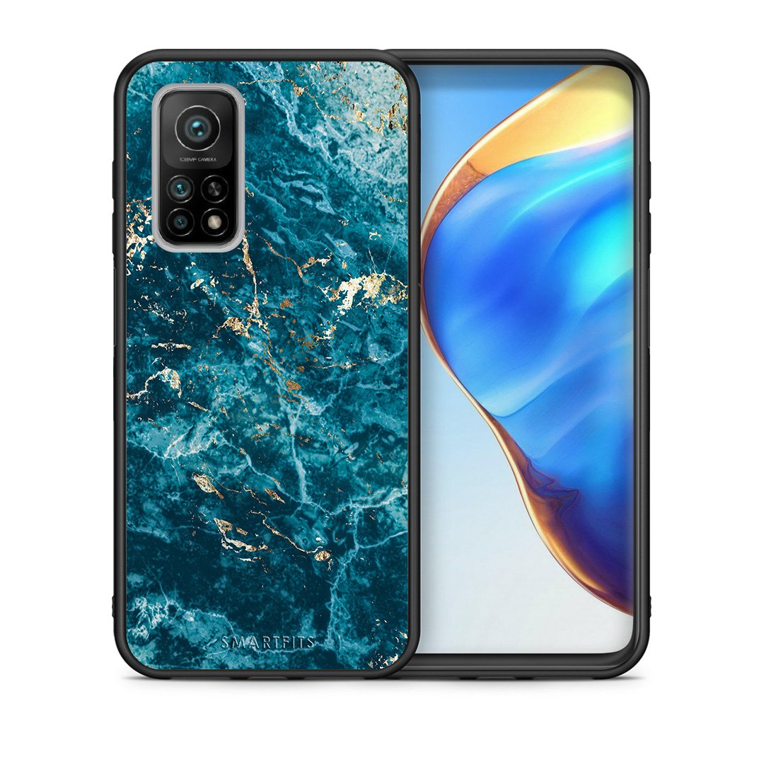 Θήκη Xiaomi Mi 10T/10T Pro Marble Blue από τη Smartfits με σχέδιο στο πίσω μέρος και μαύρο περίβλημα | Xiaomi Mi 10T/10T Pro Marble Blue case with colorful back and black bezels