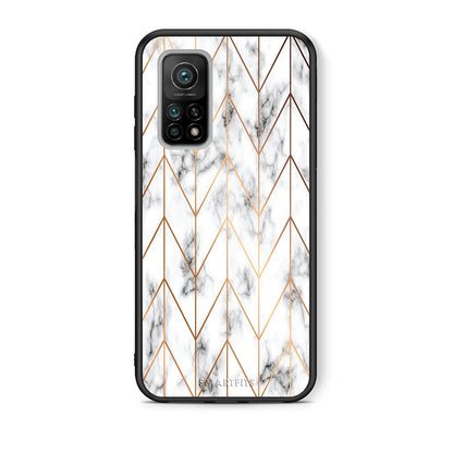 Θήκη Xiaomi Mi 10T/10T Pro Gold Geometric Marble από τη Smartfits με σχέδιο στο πίσω μέρος και μαύρο περίβλημα | Xiaomi Mi 10T/10T Pro Gold Geometric Marble case with colorful back and black bezels