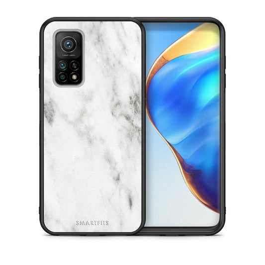 Θήκη Xiaomi Mi 10T/10T Pro White Marble από τη Smartfits με σχέδιο στο πίσω μέρος και μαύρο περίβλημα | Xiaomi Mi 10T/10T Pro White Marble case with colorful back and black bezels