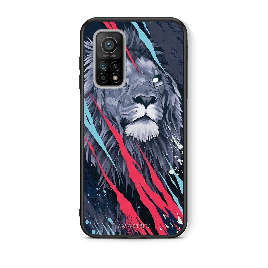 Θήκη Xiaomi Mi 10T/10T Pro Lion Designer PopArt από τη Smartfits με σχέδιο στο πίσω μέρος και μαύρο περίβλημα | Xiaomi Mi 10T/10T Pro Lion Designer PopArt case with colorful back and black bezels