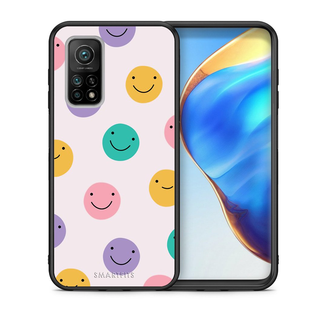 Θήκη Xiaomi Mi 10T/10T Pro Smiley Faces από τη Smartfits με σχέδιο στο πίσω μέρος και μαύρο περίβλημα | Xiaomi Mi 10T/10T Pro Smiley Faces case with colorful back and black bezels