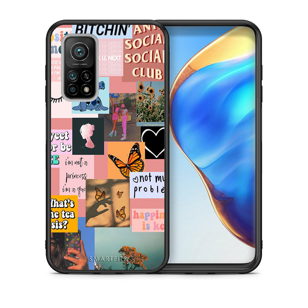 Θήκη Αγίου Βαλεντίνου Xiaomi Mi 10T / 10T Pro Collage Bitchin από τη Smartfits με σχέδιο στο πίσω μέρος και μαύρο περίβλημα | Xiaomi Mi 10T / 10T Pro Collage Bitchin case with colorful back and black bezels