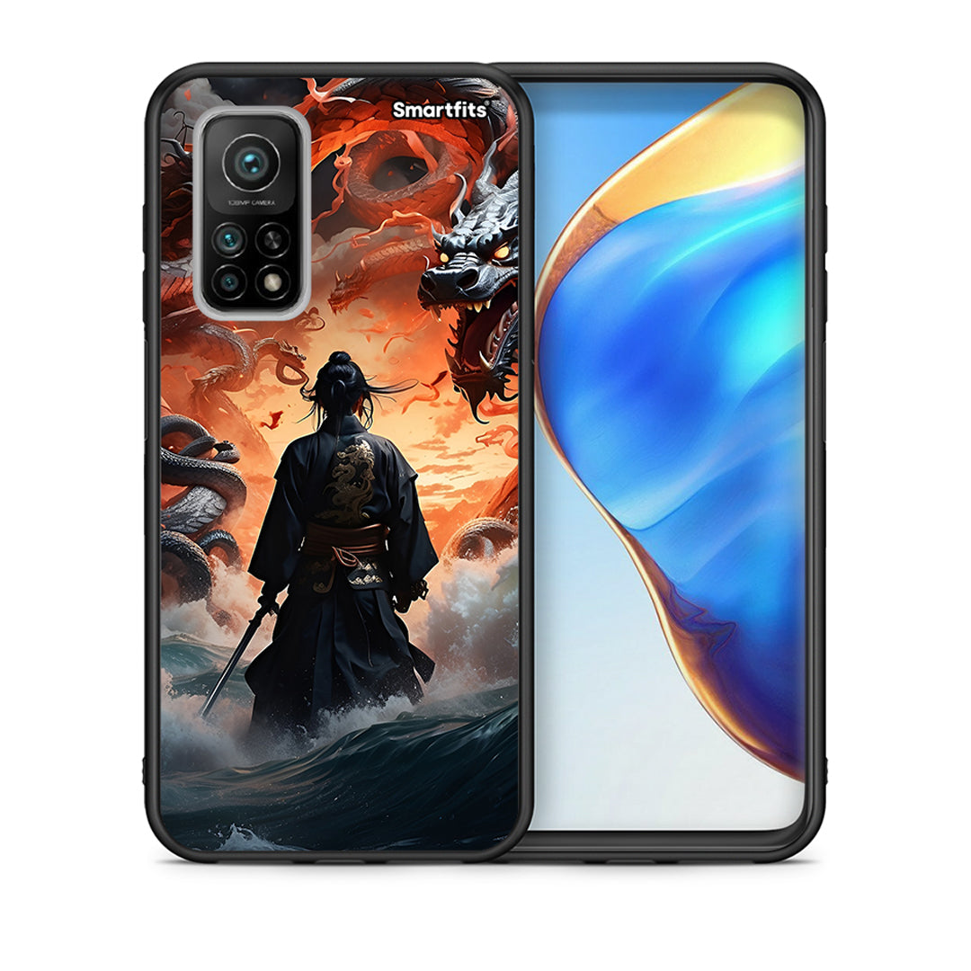 Θήκη Xiaomi Mi 10T/10T Pro Dragons Fight από τη Smartfits με σχέδιο στο πίσω μέρος και μαύρο περίβλημα | Xiaomi Mi 10T/10T Pro Dragons Fight case with colorful back and black bezels