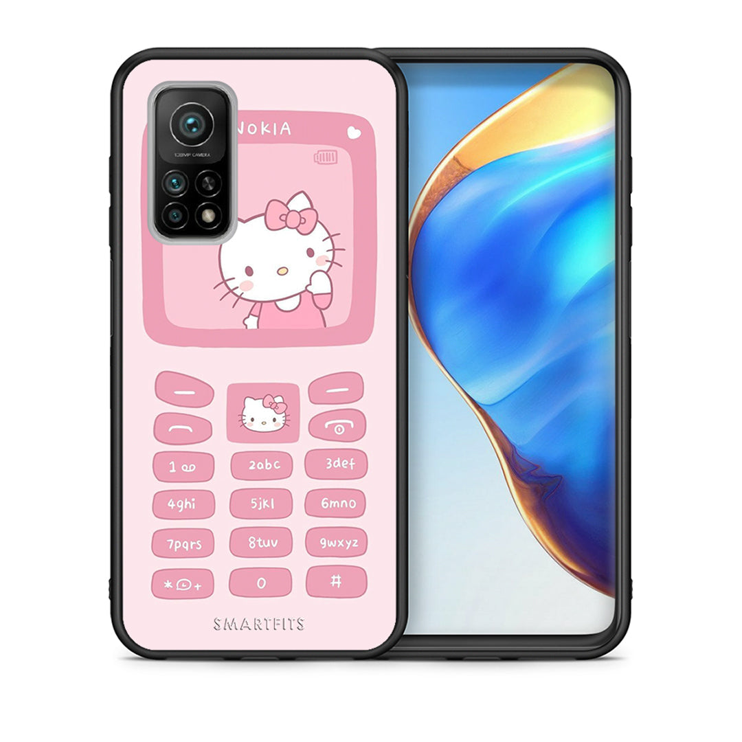 Θήκη Αγίου Βαλεντίνου Xiaomi Mi 10T / 10T Pro Hello Kitten από τη Smartfits με σχέδιο στο πίσω μέρος και μαύρο περίβλημα | Xiaomi Mi 10T / 10T Pro Hello Kitten case with colorful back and black bezels