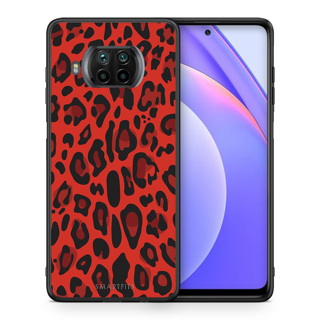 Θήκη Xiaomi Mi 10T Lite Red Leopard Animal από τη Smartfits με σχέδιο στο πίσω μέρος και μαύρο περίβλημα | Xiaomi Mi 10T Lite Red Leopard Animal case with colorful back and black bezels