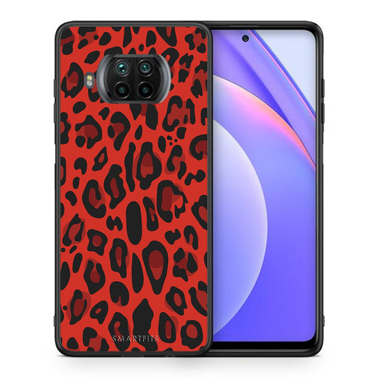 Θήκη Xiaomi Mi 10T Lite Red Leopard Animal από τη Smartfits με σχέδιο στο πίσω μέρος και μαύρο περίβλημα | Xiaomi Mi 10T Lite Red Leopard Animal case with colorful back and black bezels