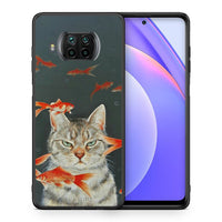 Thumbnail for Θήκη Xiaomi Mi 10T Lite Cat Goldfish από τη Smartfits με σχέδιο στο πίσω μέρος και μαύρο περίβλημα | Xiaomi Mi 10T Lite Cat Goldfish case with colorful back and black bezels