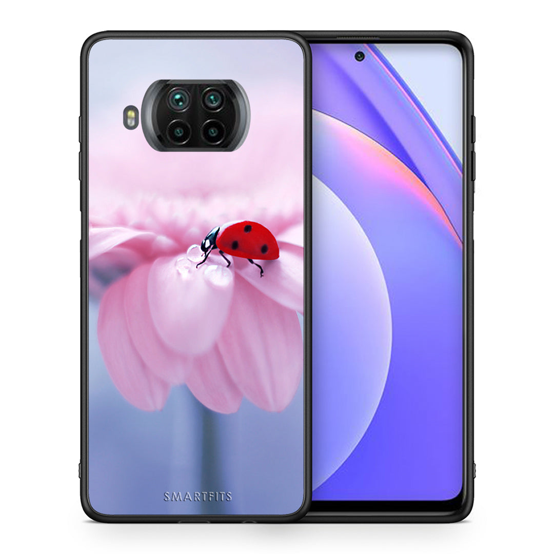 Θήκη Xiaomi Mi 10T Lite Ladybug Flower από τη Smartfits με σχέδιο στο πίσω μέρος και μαύρο περίβλημα | Xiaomi Mi 10T Lite Ladybug Flower case with colorful back and black bezels