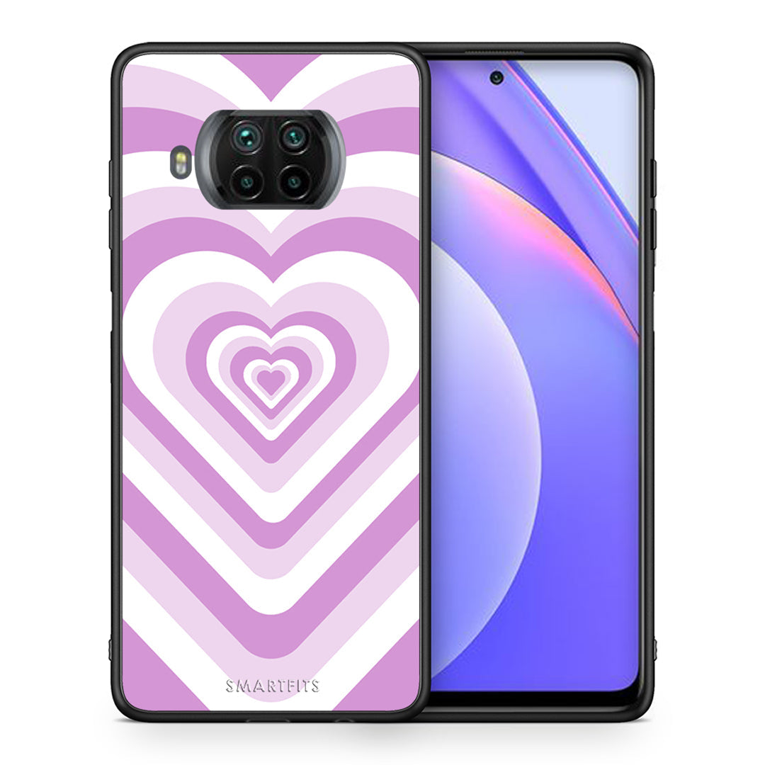 Θήκη Xiaomi Mi 10T Lite Lilac Hearts από τη Smartfits με σχέδιο στο πίσω μέρος και μαύρο περίβλημα | Xiaomi Mi 10T Lite Lilac Hearts case with colorful back and black bezels