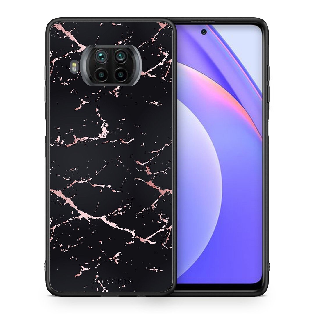 Θήκη Xiaomi Mi 10T Lite Black Rosegold Marble από τη Smartfits με σχέδιο στο πίσω μέρος και μαύρο περίβλημα | Xiaomi Mi 10T Lite Black Rosegold Marble case with colorful back and black bezels