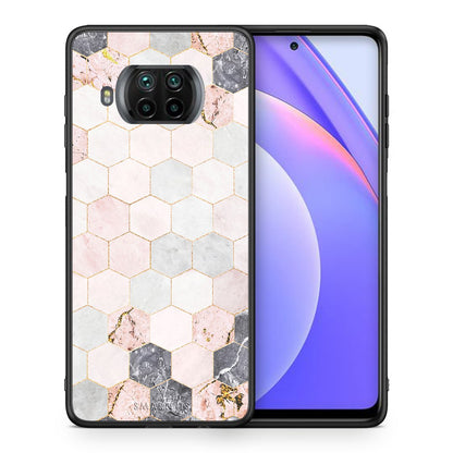 Θήκη Xiaomi Mi 10T Lite Hexagon Pink Marble από τη Smartfits με σχέδιο στο πίσω μέρος και μαύρο περίβλημα | Xiaomi Mi 10T Lite Hexagon Pink Marble case with colorful back and black bezels