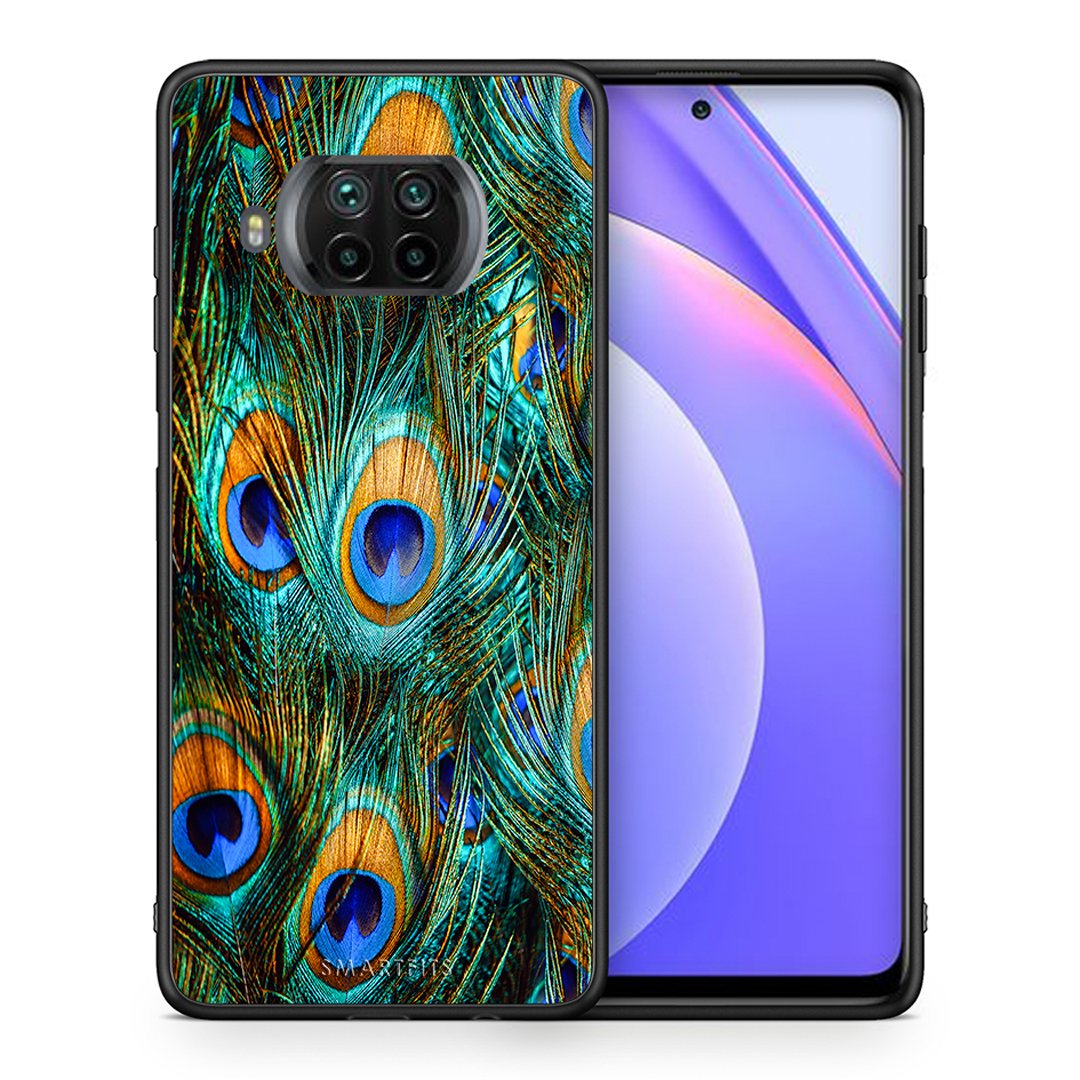 Θήκη Xiaomi Mi 10T Lite Real Peacock Feathers από τη Smartfits με σχέδιο στο πίσω μέρος και μαύρο περίβλημα | Xiaomi Mi 10T Lite Real Peacock Feathers case with colorful back and black bezels