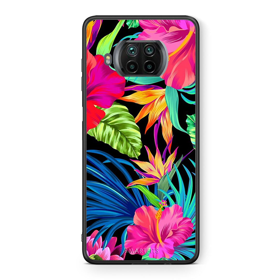 Θήκη Xiaomi Mi 10T Lite Tropical Flowers από τη Smartfits με σχέδιο στο πίσω μέρος και μαύρο περίβλημα | Xiaomi Mi 10T Lite Tropical Flowers case with colorful back and black bezels