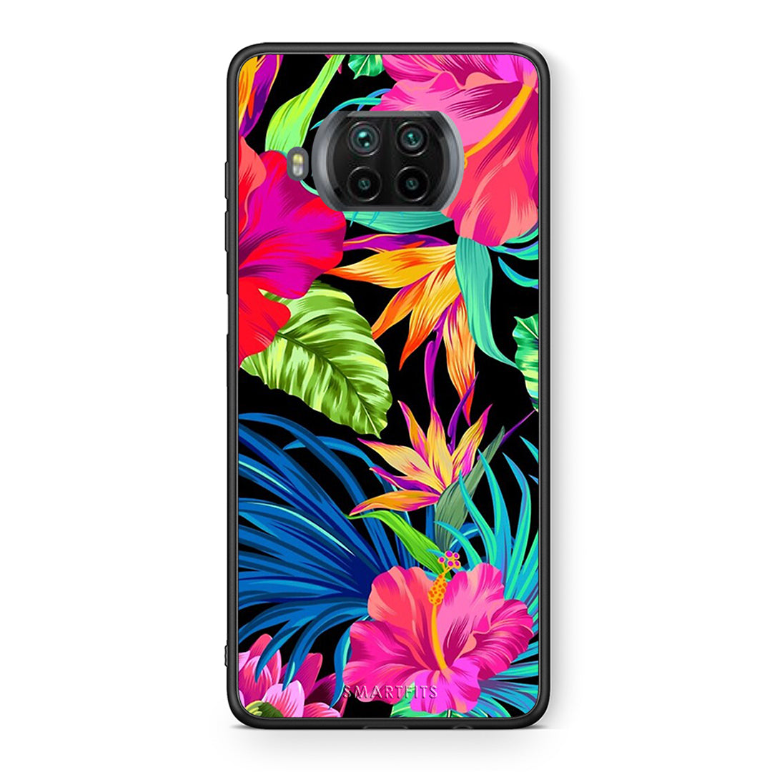 Θήκη Xiaomi Mi 10T Lite Tropical Flowers από τη Smartfits με σχέδιο στο πίσω μέρος και μαύρο περίβλημα | Xiaomi Mi 10T Lite Tropical Flowers case with colorful back and black bezels