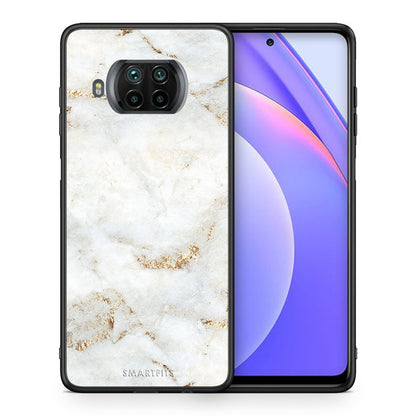 Θήκη Xiaomi Mi 10T Lite White Gold Marble από τη Smartfits με σχέδιο στο πίσω μέρος και μαύρο περίβλημα | Xiaomi Mi 10T Lite White Gold Marble case with colorful back and black bezels