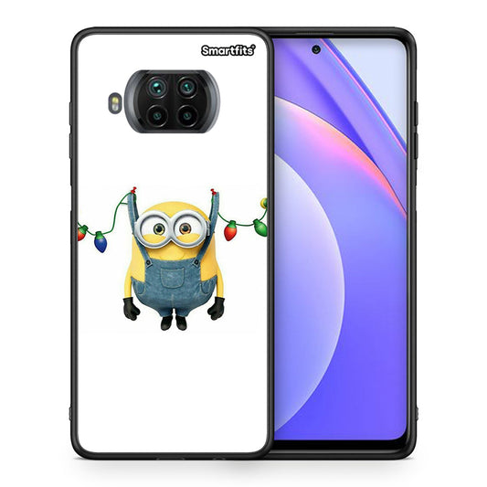 Θήκη Xiaomi Mi 10T Lite Xmas Minion Lights από τη Smartfits με σχέδιο στο πίσω μέρος και μαύρο περίβλημα | Xiaomi Mi 10T Lite Xmas Minion Lights case with colorful back and black bezels
