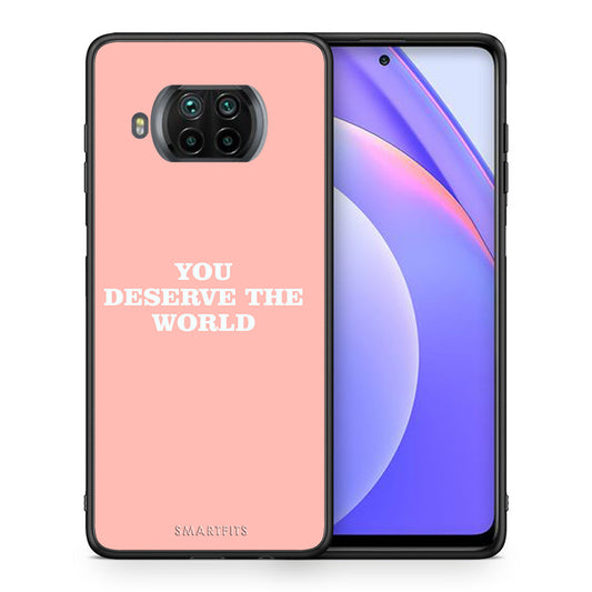 Θήκη Αγίου Βαλεντίνου Xiaomi Mi 10T Lite You Deserve The World από τη Smartfits με σχέδιο στο πίσω μέρος και μαύρο περίβλημα | Xiaomi Mi 10T Lite You Deserve The World case with colorful back and black bezels
