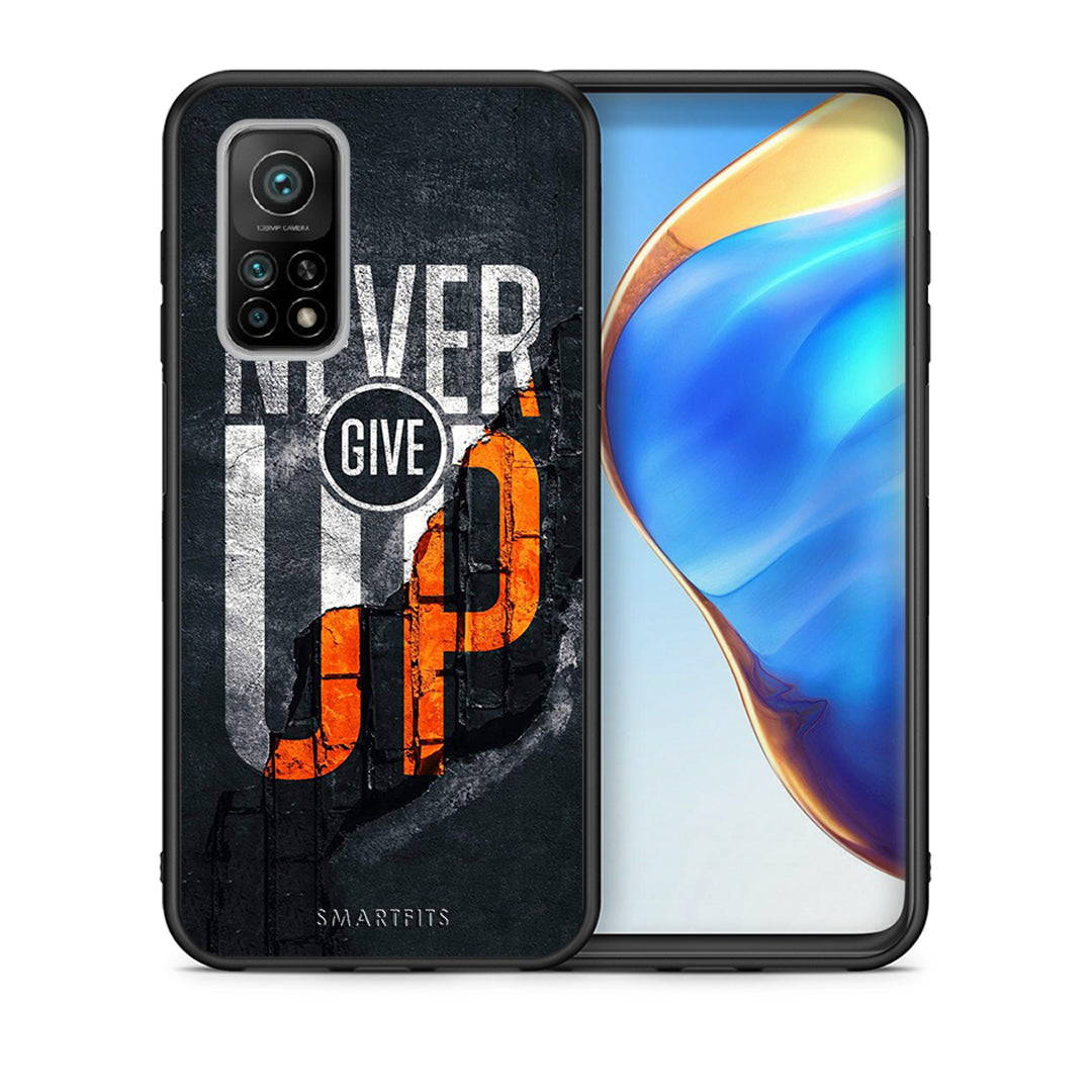 Θήκη Αγίου Βαλεντίνου Xiaomi Mi 10T / 10T Pro Never Give Up από τη Smartfits με σχέδιο στο πίσω μέρος και μαύρο περίβλημα | Xiaomi Mi 10T / 10T Pro Never Give Up case with colorful back and black bezels