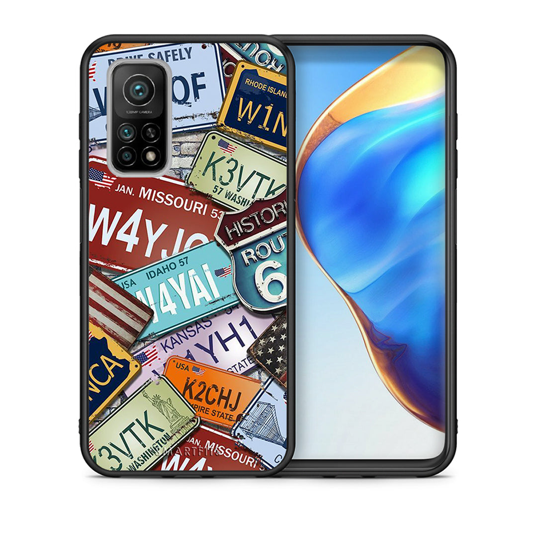 Θήκη Xiaomi Mi 10T/10T Pro Car Plates από τη Smartfits με σχέδιο στο πίσω μέρος και μαύρο περίβλημα | Xiaomi Mi 10T/10T Pro Car Plates case with colorful back and black bezels