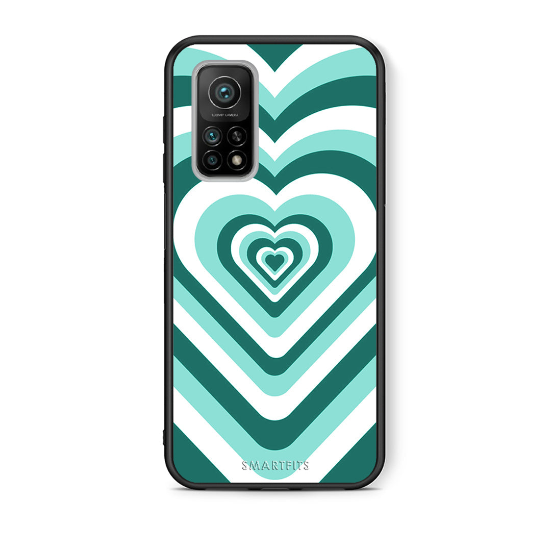 Θήκη Xiaomi Mi 10T/10T Pro Green Hearts από τη Smartfits με σχέδιο στο πίσω μέρος και μαύρο περίβλημα | Xiaomi Mi 10T/10T Pro Green Hearts case with colorful back and black bezels