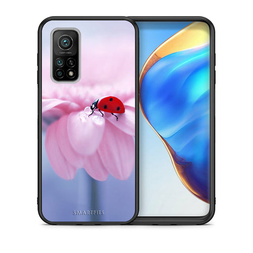 Θήκη Xiaomi Mi 10T/10T Pro Ladybug Flower από τη Smartfits με σχέδιο στο πίσω μέρος και μαύρο περίβλημα | Xiaomi Mi 10T/10T Pro Ladybug Flower case with colorful back and black bezels
