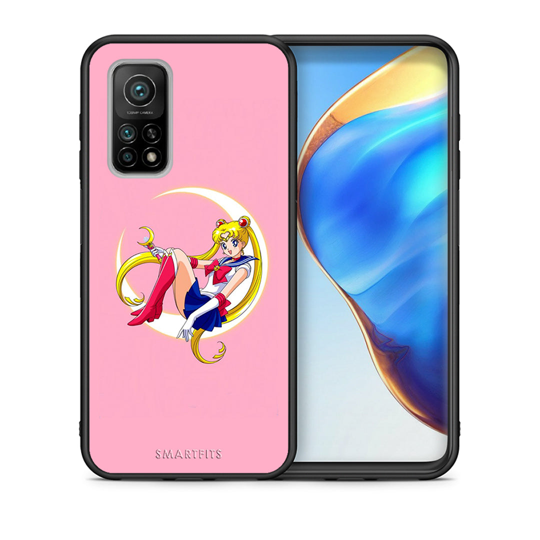Θήκη Xiaomi Mi 10T/10T Pro Moon Girl από τη Smartfits με σχέδιο στο πίσω μέρος και μαύρο περίβλημα | Xiaomi Mi 10T/10T Pro Moon Girl case with colorful back and black bezels