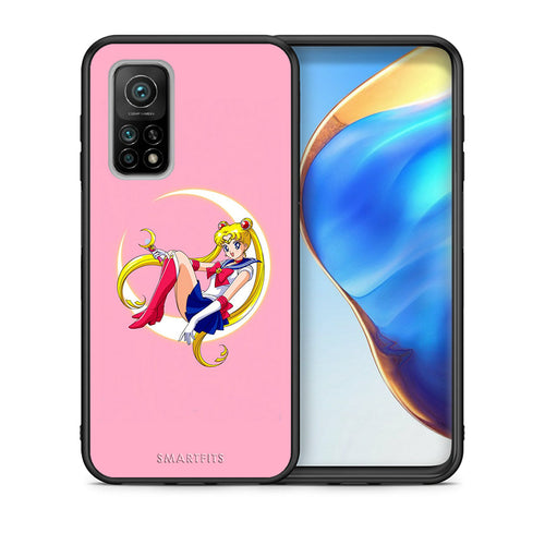 Θήκη Xiaomi Mi 10T/10T Pro Moon Girl από τη Smartfits με σχέδιο στο πίσω μέρος και μαύρο περίβλημα | Xiaomi Mi 10T/10T Pro Moon Girl case with colorful back and black bezels