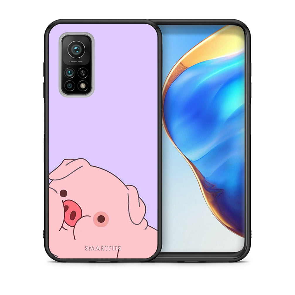 Θήκη Αγίου Βαλεντίνου Xiaomi Mi 10T / 10T Pro Pig Love 2 από τη Smartfits με σχέδιο στο πίσω μέρος και μαύρο περίβλημα | Xiaomi Mi 10T / 10T Pro Pig Love 2 case with colorful back and black bezels