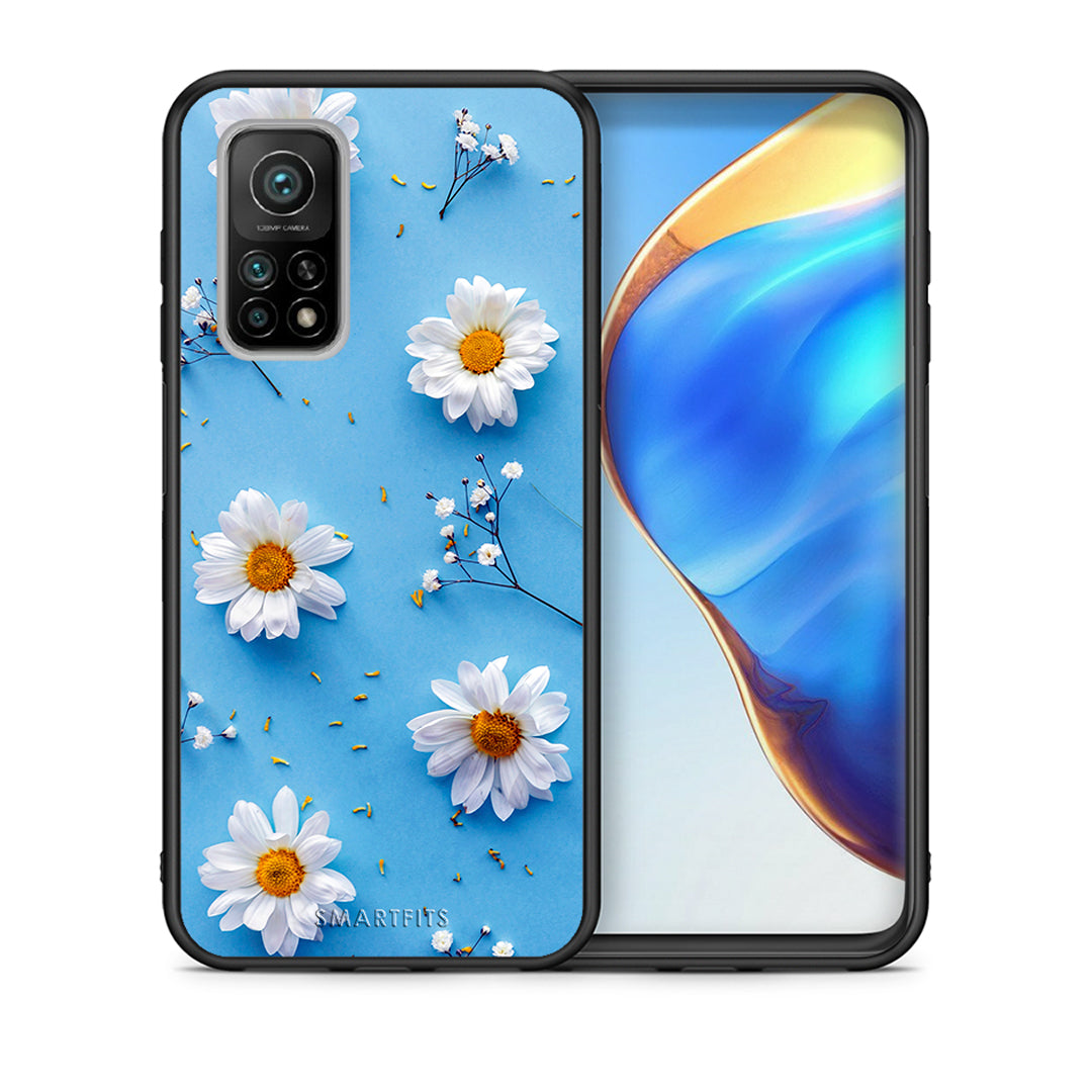 Θήκη Xiaomi Mi 10T/10T Pro Real Daisies από τη Smartfits με σχέδιο στο πίσω μέρος και μαύρο περίβλημα | Xiaomi Mi 10T/10T Pro Real Daisies case with colorful back and black bezels