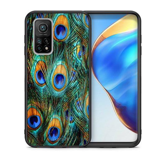 Θήκη Xiaomi Mi 10T/10T Pro Real Peacock Feathers από τη Smartfits με σχέδιο στο πίσω μέρος και μαύρο περίβλημα | Xiaomi Mi 10T/10T Pro Real Peacock Feathers case with colorful back and black bezels