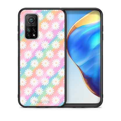Θήκη Xiaomi Mi 10T/10T Pro White Daisies από τη Smartfits με σχέδιο στο πίσω μέρος και μαύρο περίβλημα | Xiaomi Mi 10T/10T Pro White Daisies case with colorful back and black bezels