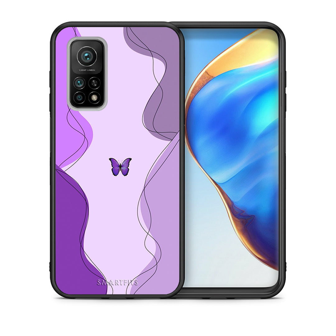 Θήκη Αγίου Βαλεντίνου Xiaomi Mi 10T / 10T Pro Purple Mariposa από τη Smartfits με σχέδιο στο πίσω μέρος και μαύρο περίβλημα | Xiaomi Mi 10T / 10T Pro Purple Mariposa case with colorful back and black bezels